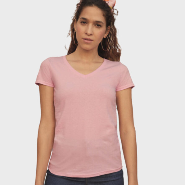 CAMISETA FRUIT VALUEWEIGHT MUJER MANGA CORTA CUELLO DE PICO