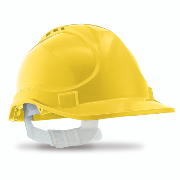 CASCO DE PROTECCIÓN STRIKE AMARILLO CON CIERRE DE CINTA