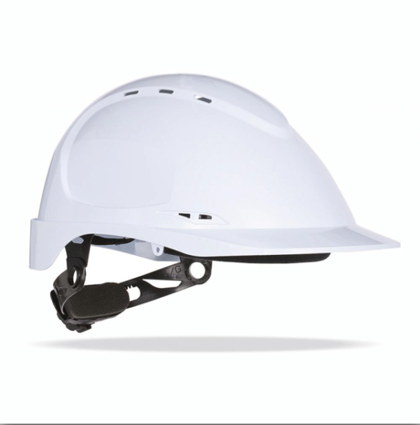 CASCO PROTECCIÓN THOR VENTILADO BLANCO, CIERRE RULETA Y ARNÉS TEXTIL 6PTS