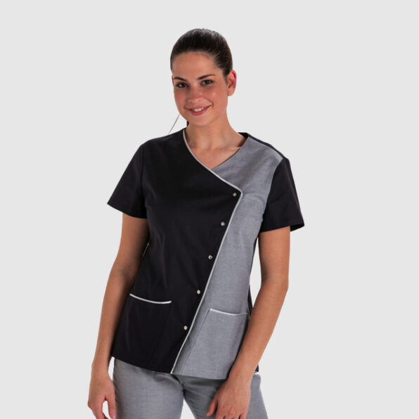 CHAQUETA DYNEKE BICOLOR NEGRA/GRIS MANGA CORTA MUJER