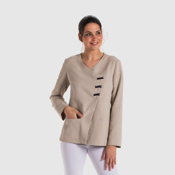 CHAQUETA DYNEKE PRESILLAS MANGA LARGA BEIGE MUJER