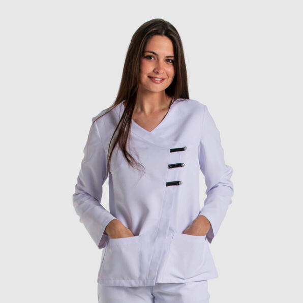 CHAQUETA DYNEKE PRESILLAS MANGA LARGA BLANCA MUJERES