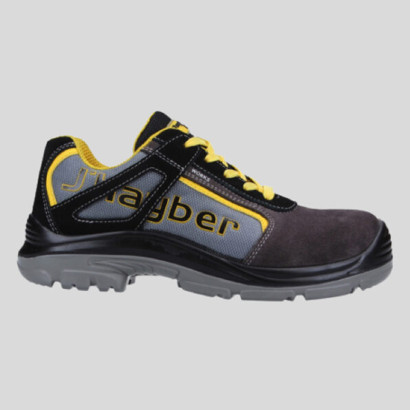 ZAPATILLAS J'HAYBER "MAVERICK S1P SRC" GRIS-NEGRO CORDONES AMARILLOS