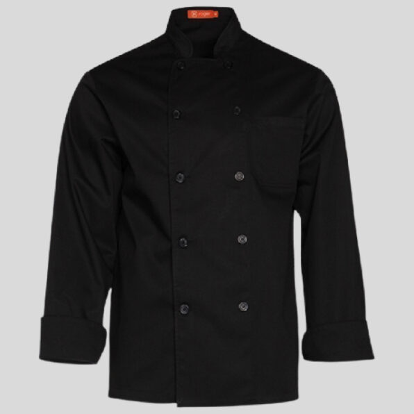 CHAQUETA DE COCINA ROGER MODELO "XERESA" NEGRA MANGA LARGA