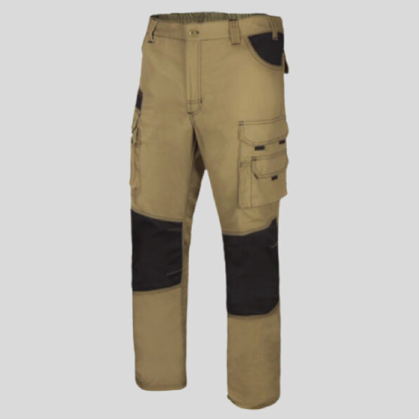 PANTALÓN LARGO VELILLA CANVAS BICOLOR BEIGE Y NEGRO