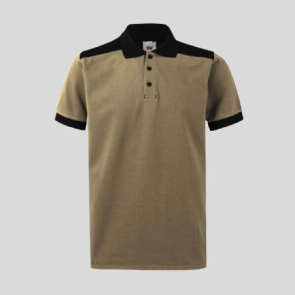 POLO MANGA CORTA VELILLA STRETCH BICOLOR BEIGE CON NEGRO