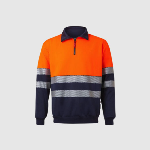 SUDADERA VELILLA ALTA VISIBILIDAD AMARILLO O NARANJA MEDIA CREMALLERA - Imagen 2